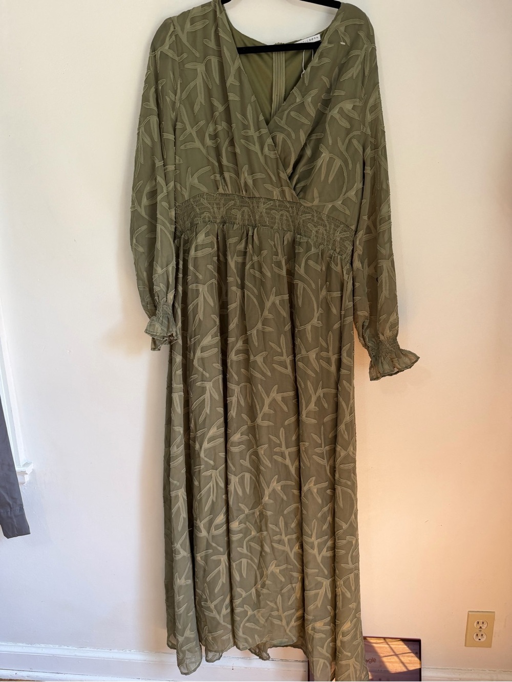 Baltic Born Bridget textured maxi dress green floral size 1XL NWT